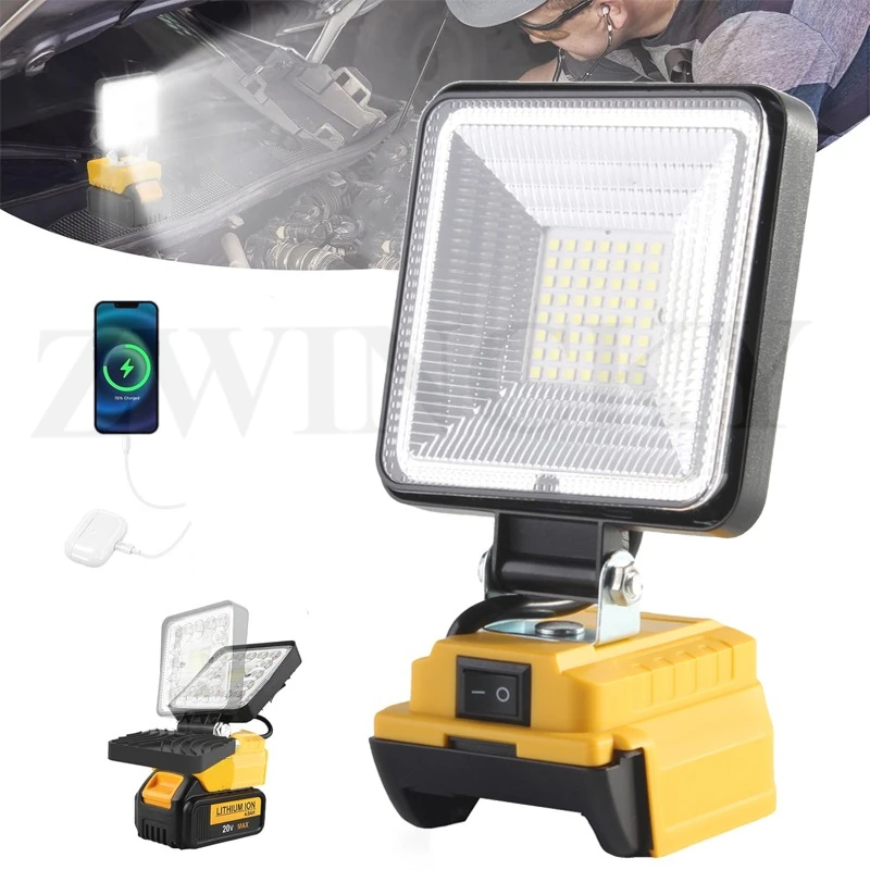 ضوء عمل LED لاسلكي لبطارية ديوالت 20 فولت أداة مصباح يدوي محمولة هدايا للرجال 140 °   إضاءة الفيضانات الخارجية القابلة للتعديل #2