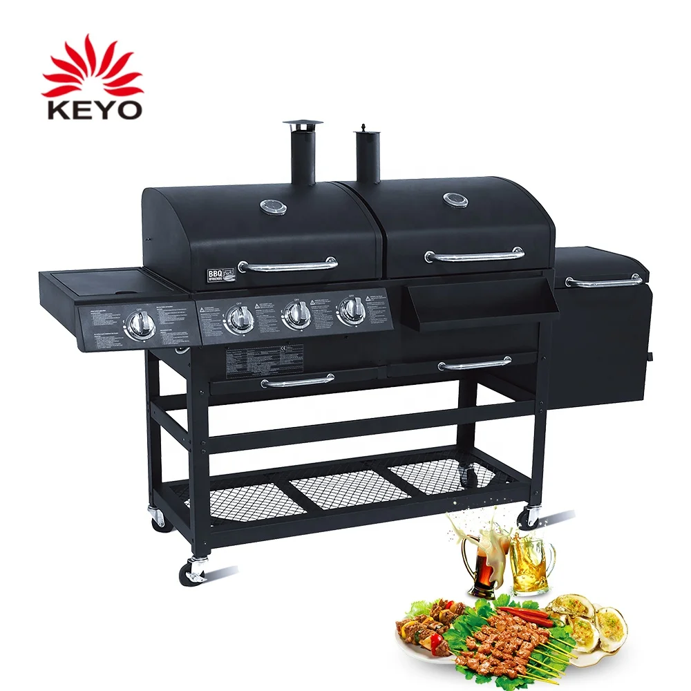 Gas Charcoal Combo Combination Hybrid Gas Bbq Barbecue Grills With Infrared Burner For Outdoor Kitchen Cooking