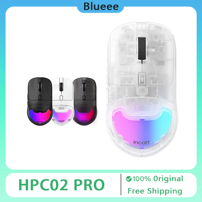 

Беспроводная мышь Incott HPC02 PRO, двойной режим, RGB, PAW3395, 2,4 ГГц