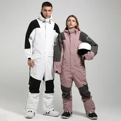 Winter Warm Hooded Women One Piece Snowsuit Outdoor Sport Man Jumpsuits Hiking Alpine Male Snowboard Overalls Waterproof Clothes