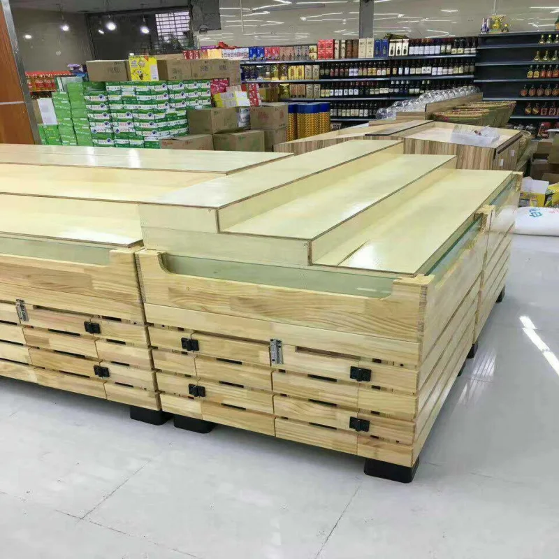 custom.China Markets Fruit Veg Display Stand Wood Fruits Racks