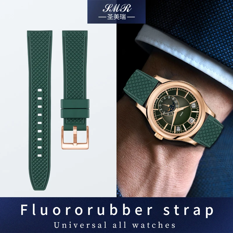 Universal fluoro rubber watch band for PATEK PHILIPPE 7234R 5205R-011IWC Hamilton Mido Soft silicone bracelet 18 19 20 21 22mm