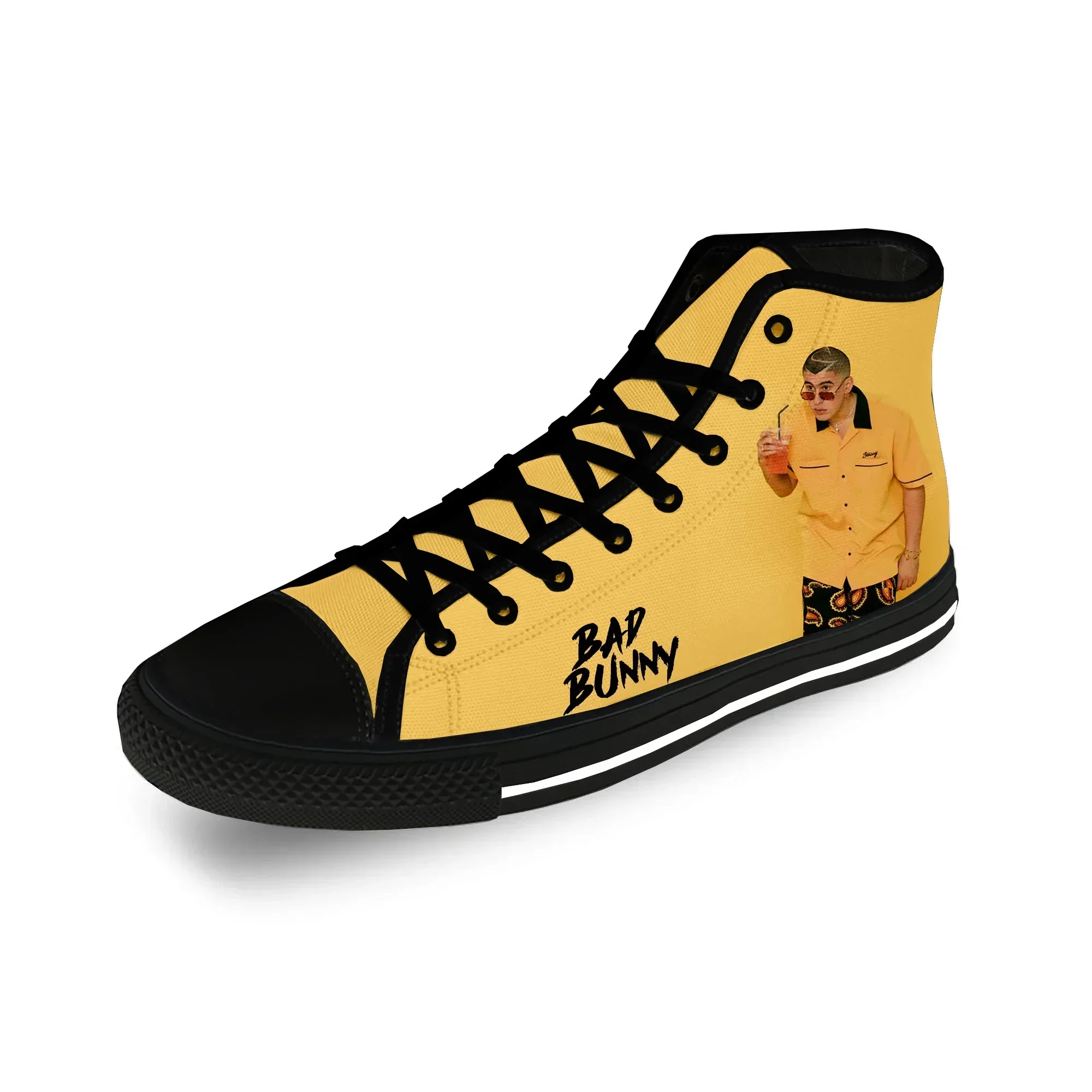 Bad Bunny Rap Hip Hop Rapper Cool Casual Cloth Fashion 3D Print High Top Canvas Shoes Men Women Lightweight Breathable Sneakers - view 6