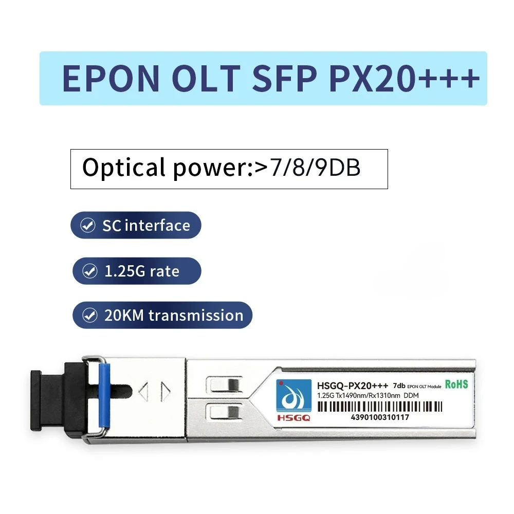 

EPON OLT stick PX20 +++ 1,25G/2,5G 7dB 8dB 9dB PX20 +++ 20 км SC 1490/1310nm Порт EPON OLT SFP Совместим со всеми брендами HSGQ