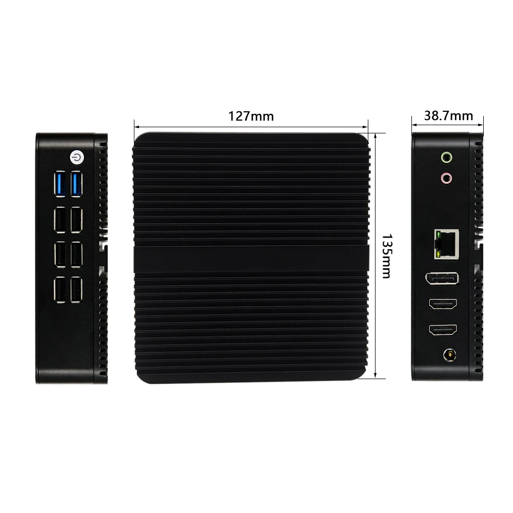 Kantoor Fanless Mini Computer Intel J6412 N100 8xUSB 2xHD DP Triple Display Business Self-Service Kiosk Industriële Wall Mount PC