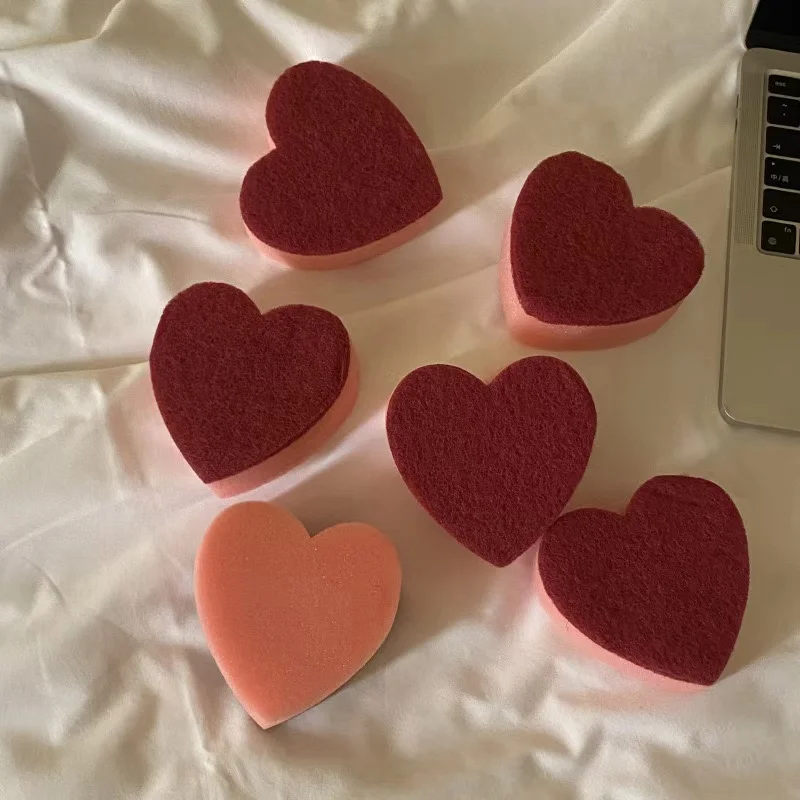 Pack of 6 heart sponge Heavy duty pad Strong decontamination dish towel Cute heart shape does not scratch kitchen accessories