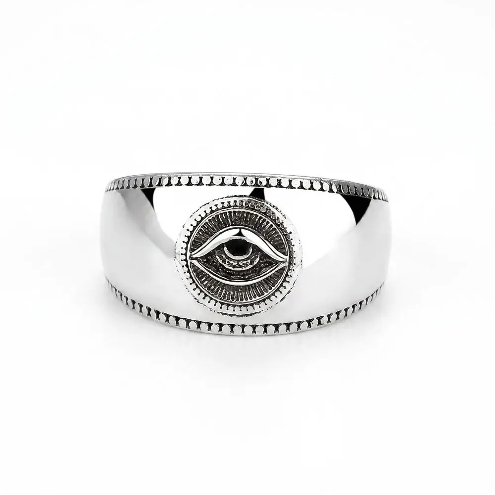 Creative Vintage Eye Finger Ring Adjustable Gothic Punk Opening Rings Retro Resizable Silver Rings Hip Hop
