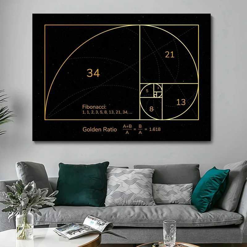 Fibonacci Spiral Posters Unique Science Math Golden Ratio Super Engineering Canvas Painting for Engineer Study Room Home Decor