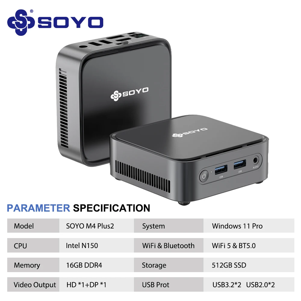 SOYO Mini PC Mini M4 Plus2 Intel 13th N150 CPU with 16GB DDR4