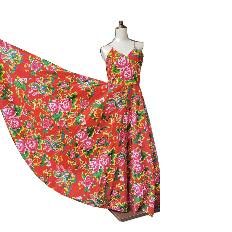 

TIYIHAILEY Long Maxi Women Ladies Red Cotton Printed Dress Sleeveless Custom Made Big Hem Spring Summer Vintage 2025 High Waist