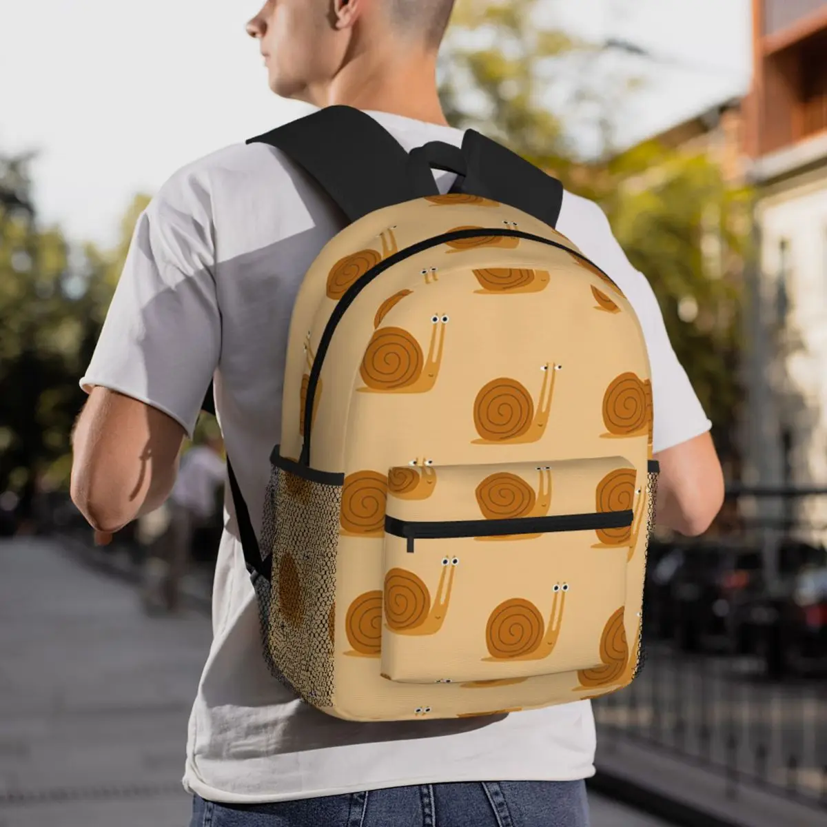

Funny Snails Pattern Backpack Daypack Large Capacity Boys Girls BookBag School Bag Shoulder Bags for Men Women