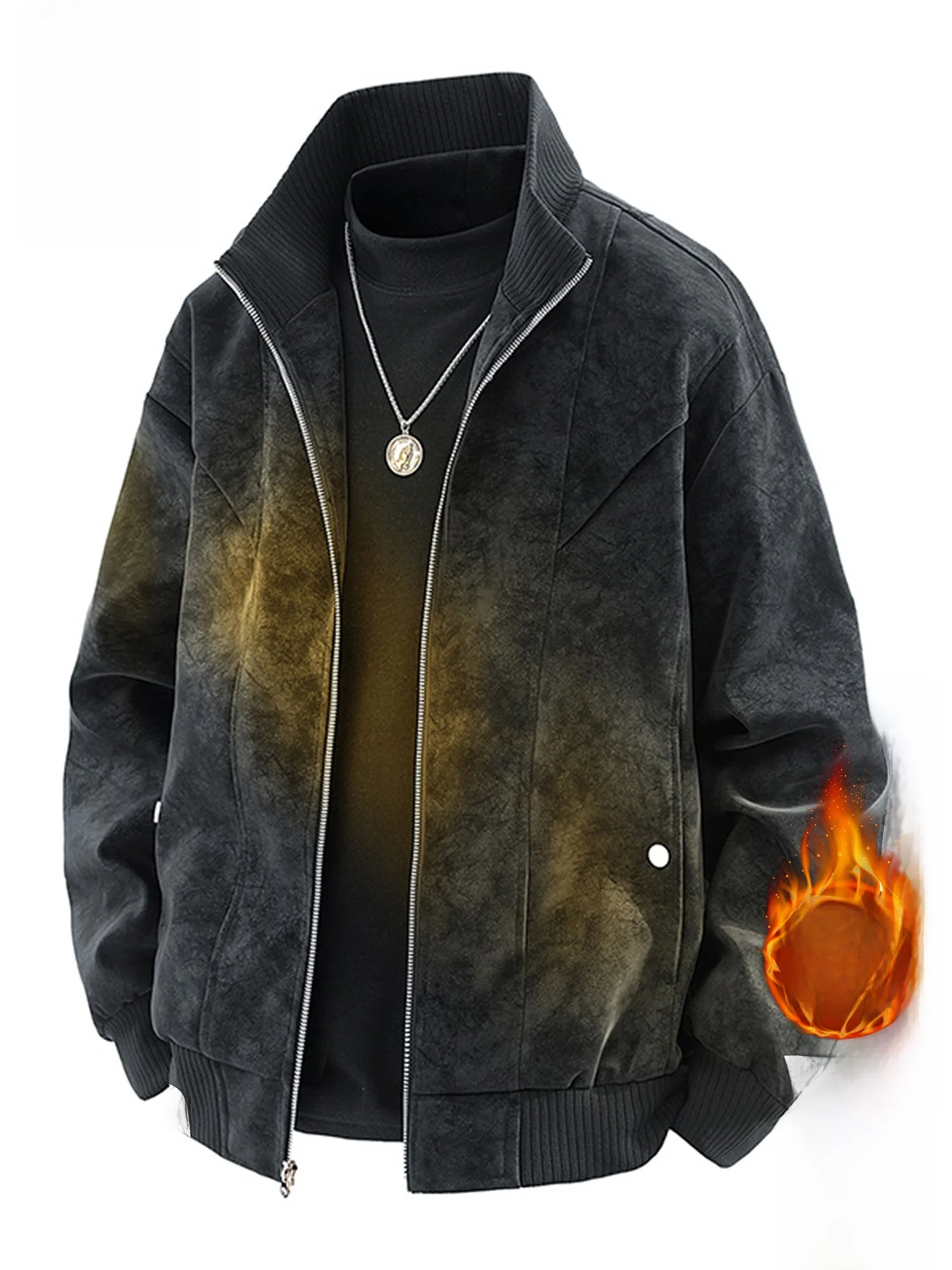 

PaulFrank Thiened Fce Lined Stand Collar Loose Casual Jaet for Men Winter New Sle Windproof Polyester Fabric Coat