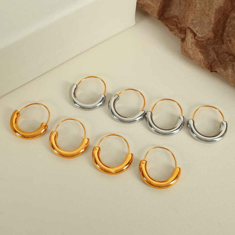 

Stainless Steel Thick Hoop Earrings Suitable For Women'S Geometric Circle Punk Earrings Party Gifts New Direct Sales