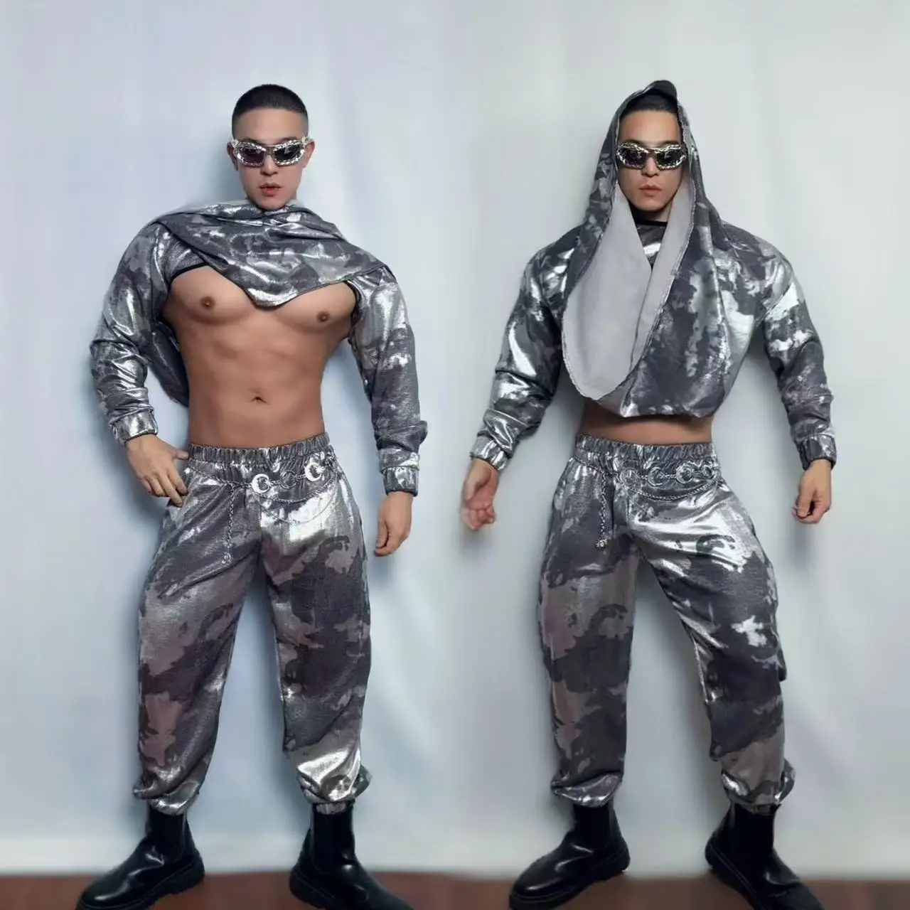 Nowe kostiumy Bar Ds Mężczyzna Kobieta Piosenkarka Gogo Wiodąca odzież Srebrna technologia Pokaz sceniczny Odzież taneczna