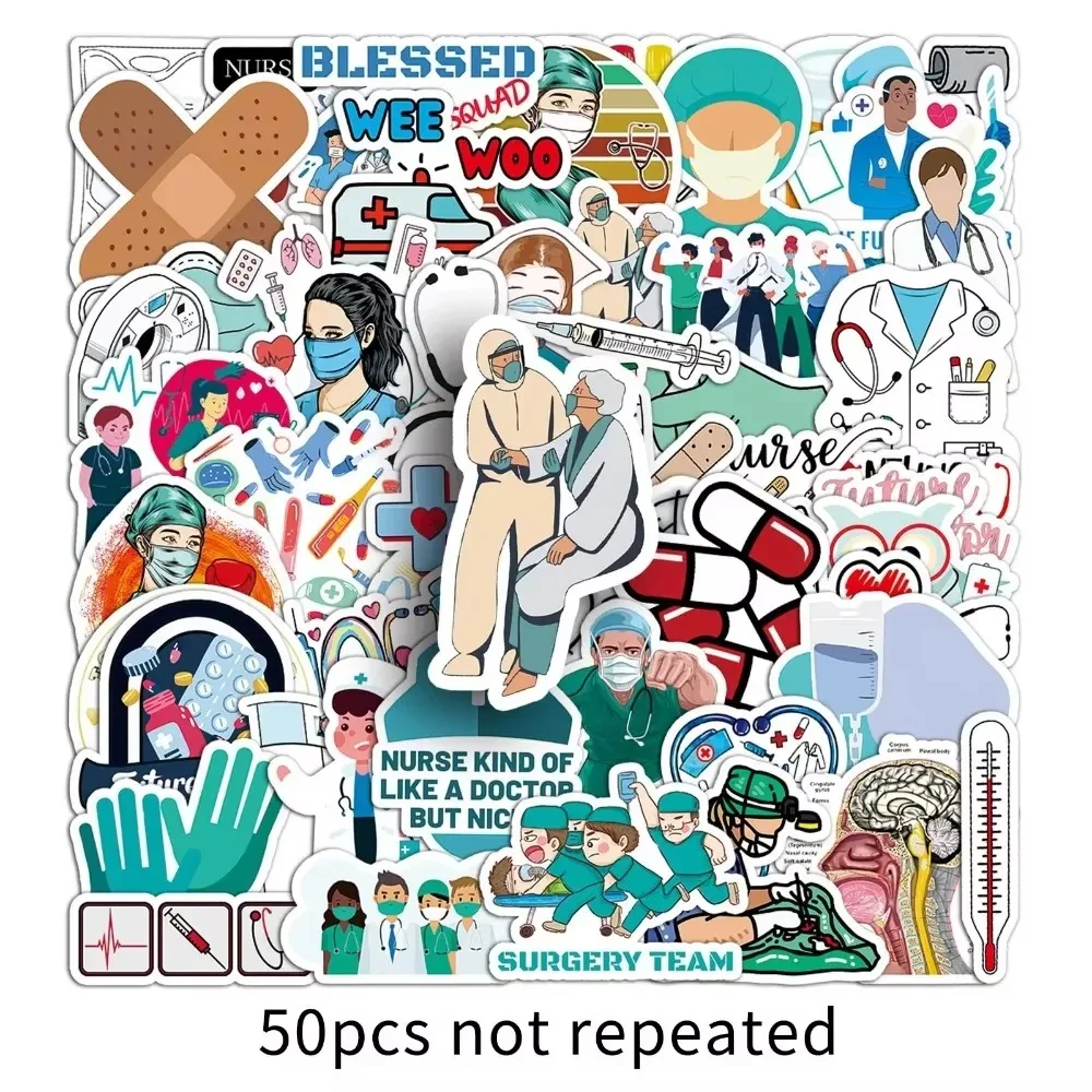 50pcs New Model Doctor Nurse Graffiti Stickers International Nurses' Day Decals DIY Promotion Poster Phone Car Laptop Luggage