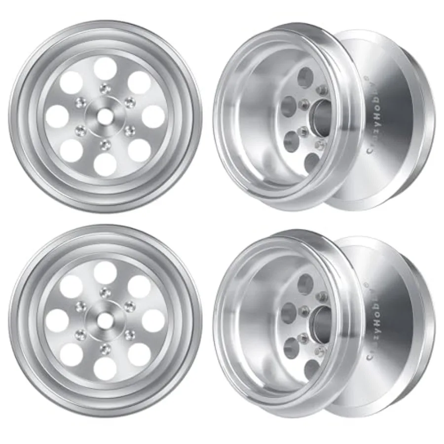 1.3' Wheel Rims Aluminum Deep Dish Wheels Negative Offset 12.5mm for 1/18 Traxxas 4MT F-150 K10 RC Monster Truck Replacement