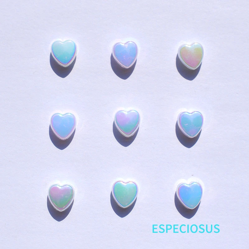 Perles amples en acrylique Transparent en forme de cœur, 9MM, plaqué multicolore, accessoires de Bracelet d'espacement, départements de fabrication de bijoux à faire soi-même