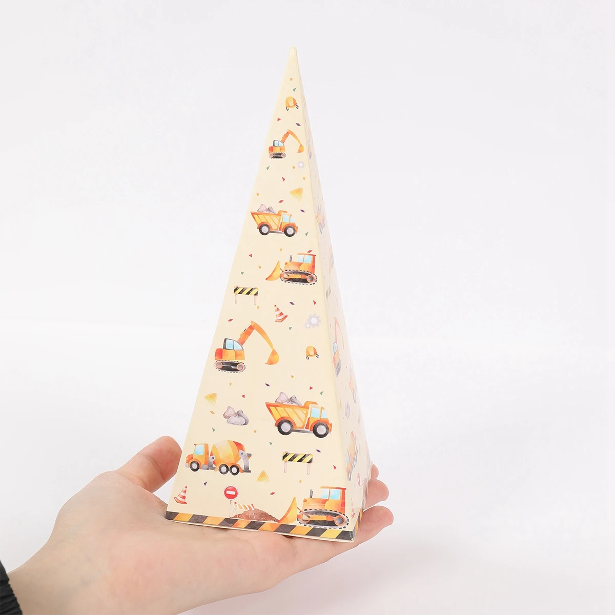 Construction Triangle DIY Candy Gift Packaging Boxes Construction Theme Birthday Party Decor Truck Party Supplies Baby Shower