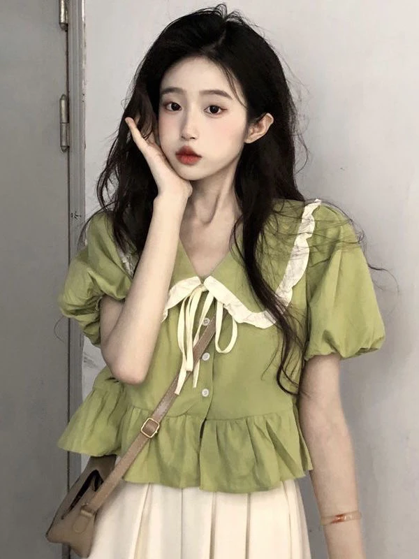 

Шикарный ort Sve Bubble irt, милый дизайн куклы, женский летний анти-УФ-звучный топ для молодежи, качественное искусственное волокно