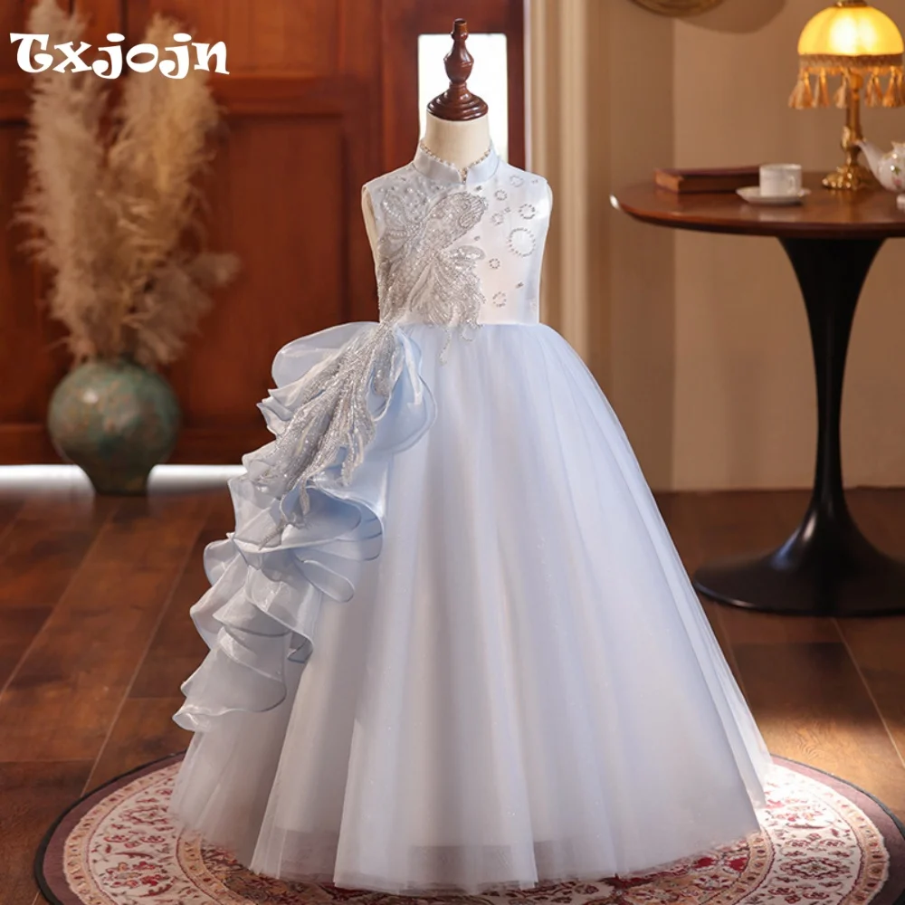 Light Luxury Girl's Ball Gown New Christmas Princess Dress Chinese Style Child Performance Vestido Birthday Party Clothes 3-16Y