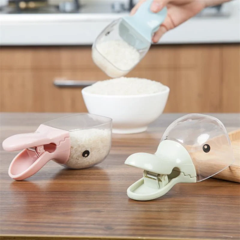 ABS Multi-purpose Duck Shaped Cute Rice Spoon Kitchen Accessories Sealing Bag Clips Sealer Clamp Pet Feeding Dog Cat Food