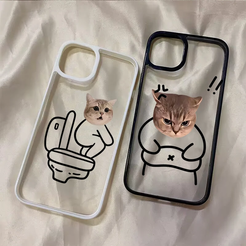 Funny Meme Cartoon Cat Phone Case for iPhone 16 17 15 14 11 12 13 Pro Max 16E Air X XR XS 7 8 Plus SE 2022 TPU Shockproof Cover view 4
