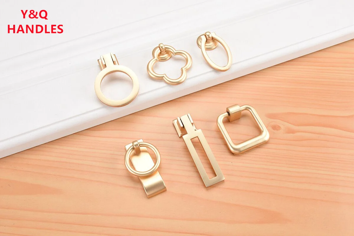 Handles Drawer Cabinet Furniture Kitchen Handles for Cabinet Knob Door Drawer Furniture Kitchen Golden Single hole Rings Knob