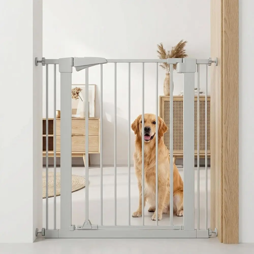 Prure Mounted Pet Gate or Dogs & Cats - Auto-Close Walk Through Metal Dog Gate - Extra Wide Indoor Saety Barrier or Doorways, St