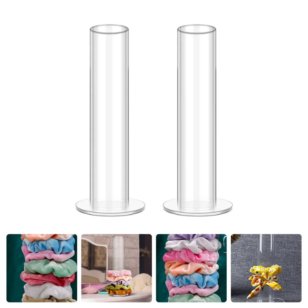 2Pcs Hairband Storage Rack Transparent Acrylic Display Holder Hair Ring Stand Desktop Organizer Scrunchie Holder