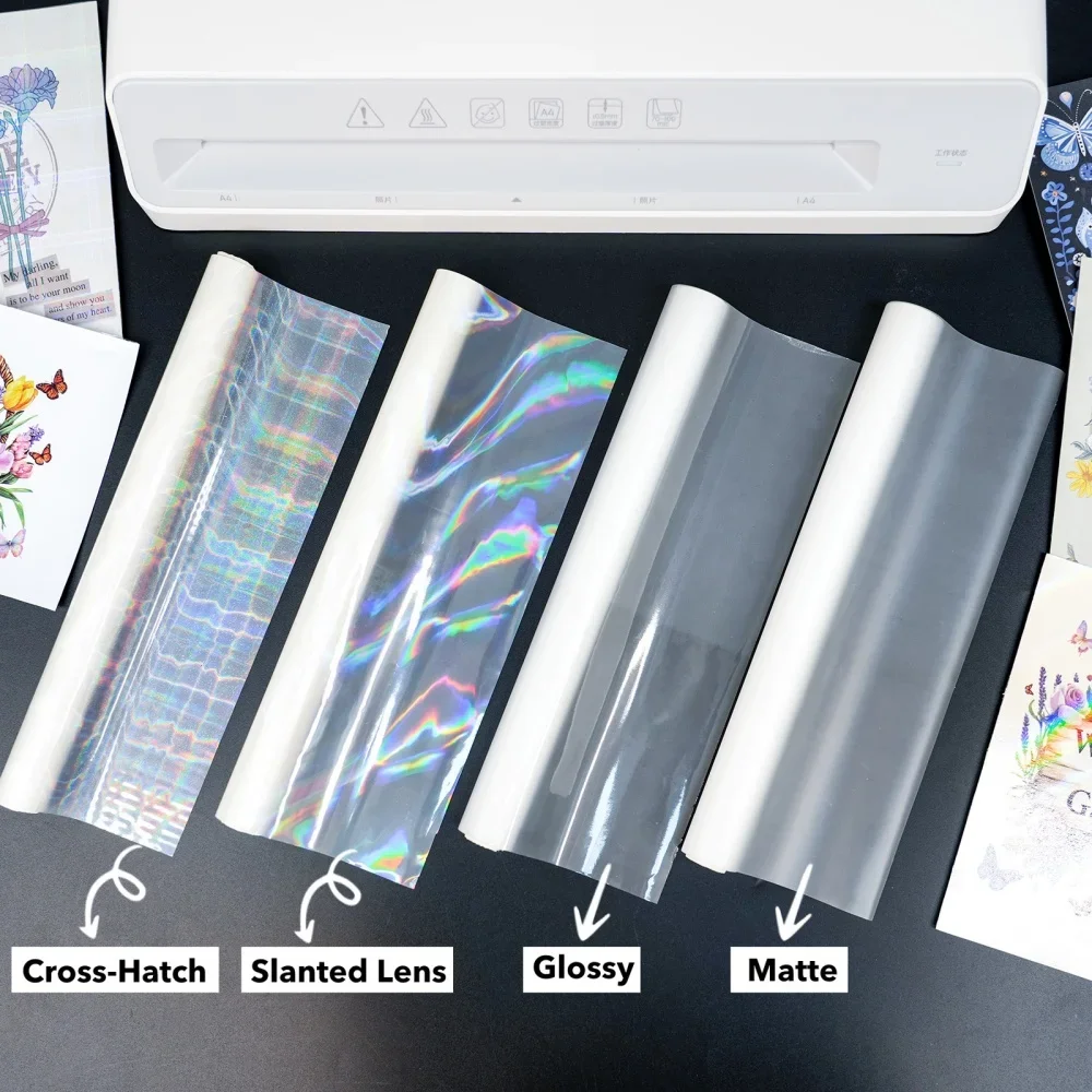 BOPP Holographic Precoated Film 22x500cm Clear Waterproof Scratch-Proof Thermal Laminating Film Roll for DIY Paper Crafts