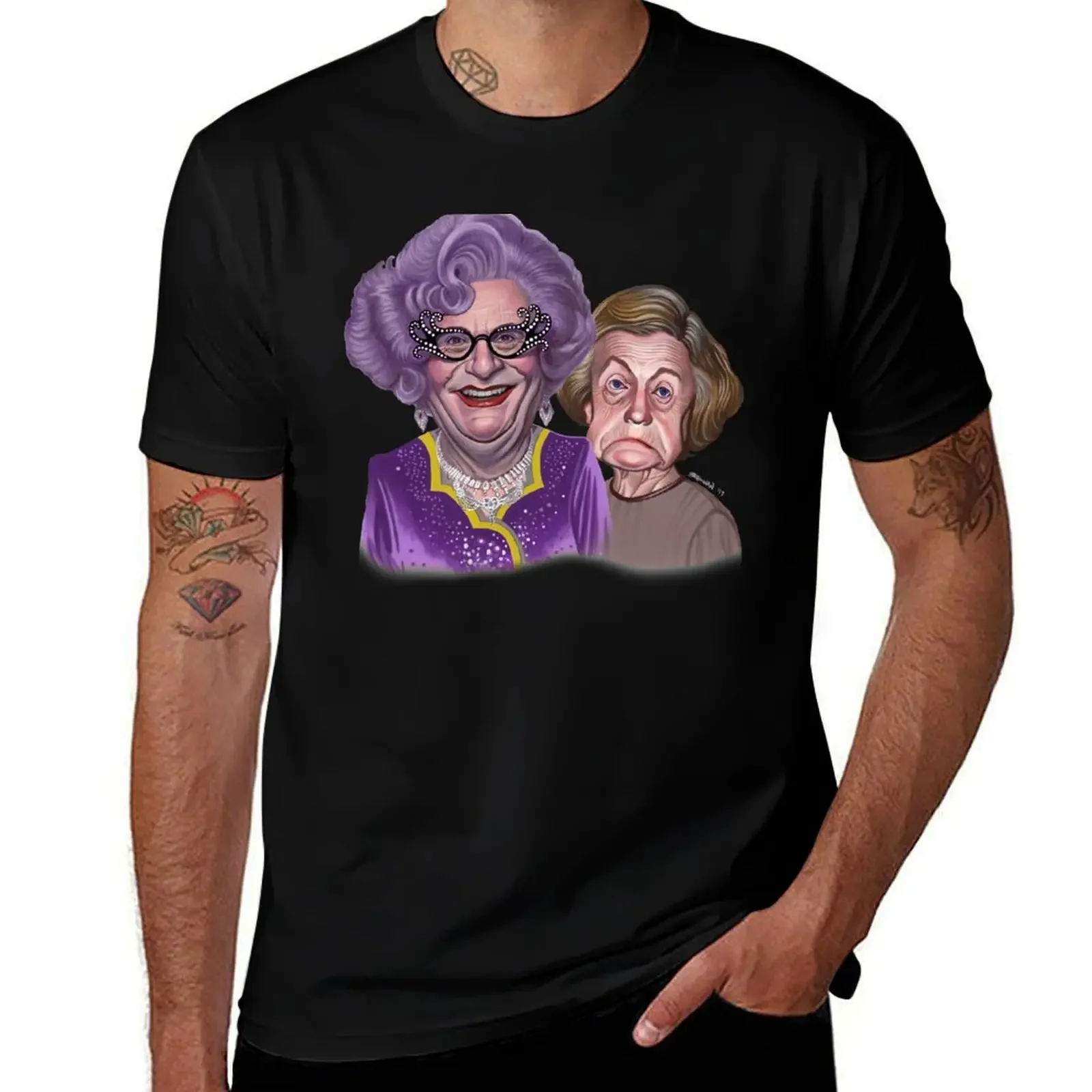 

Dame Edna Everage and her constant traveling companion (and bridesmaid) Madge Allsop by James Brennan T-Shirt