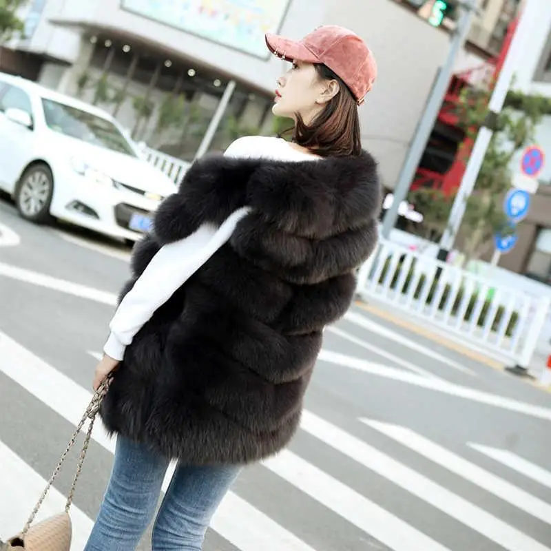 Fashion Faux Fur Vest Coat Women Casual Street Wear Fur Jacket Waist Plus Size 3XL Sleeveless Teddy Feamle