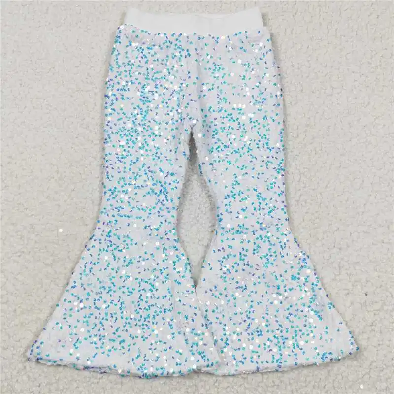 Winter Fashion Baby Girls Colorful Sequin Bell Bottom Pants Wholesale Boutique Children Clothes Pants Ready To Ship