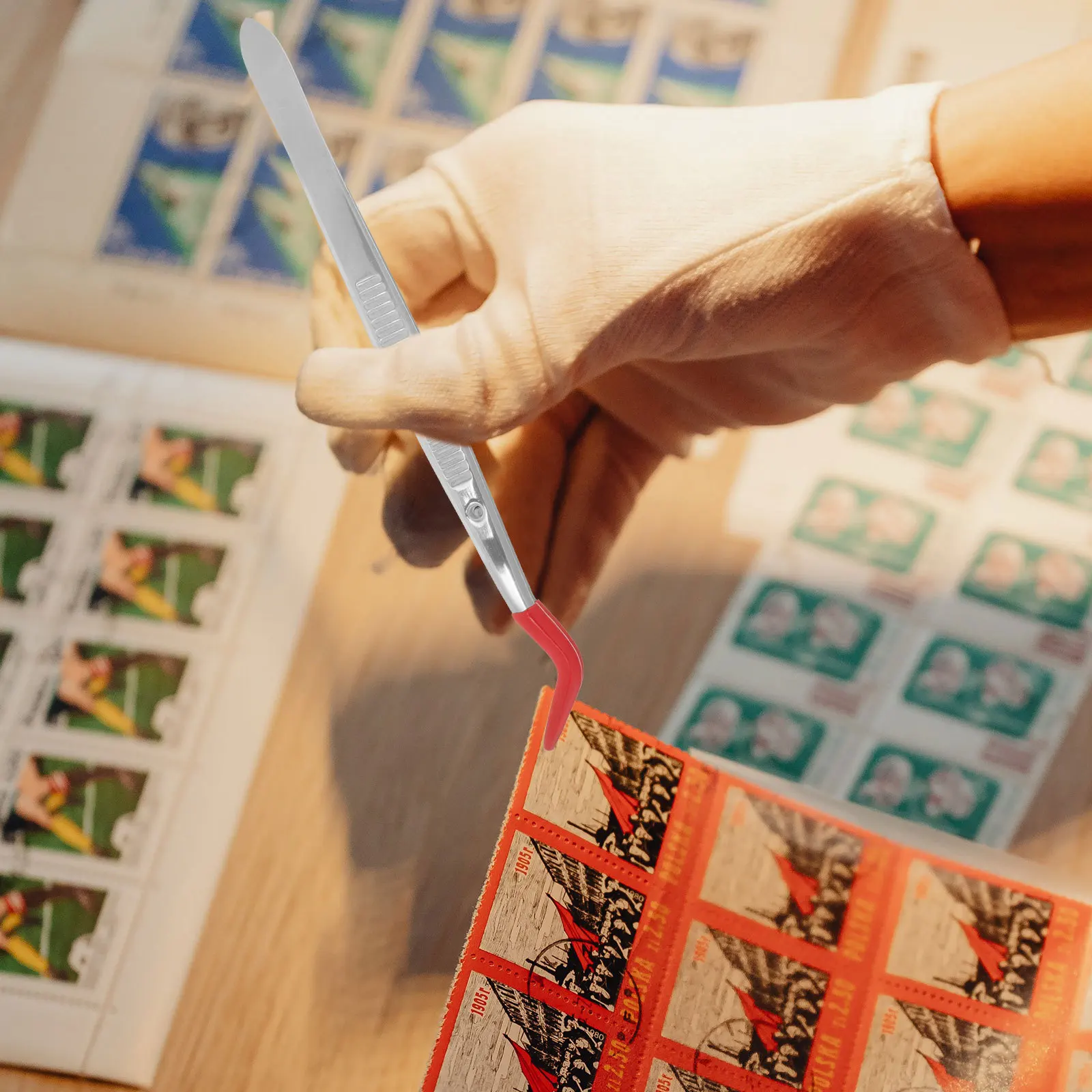 2 個スタンプピンセットステンレス鋼軽量非磁性クラフトツールまつげアプリケーターつけまつげピンセット精密