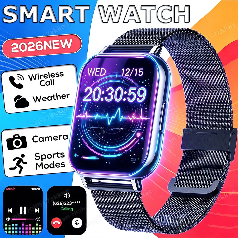 Ola Esporte Upgraded Smart Watch 2026 Heart Rate Sleep Monitoring Smart Island HD BT Call Weather Camera Sports Smartwatch HW12