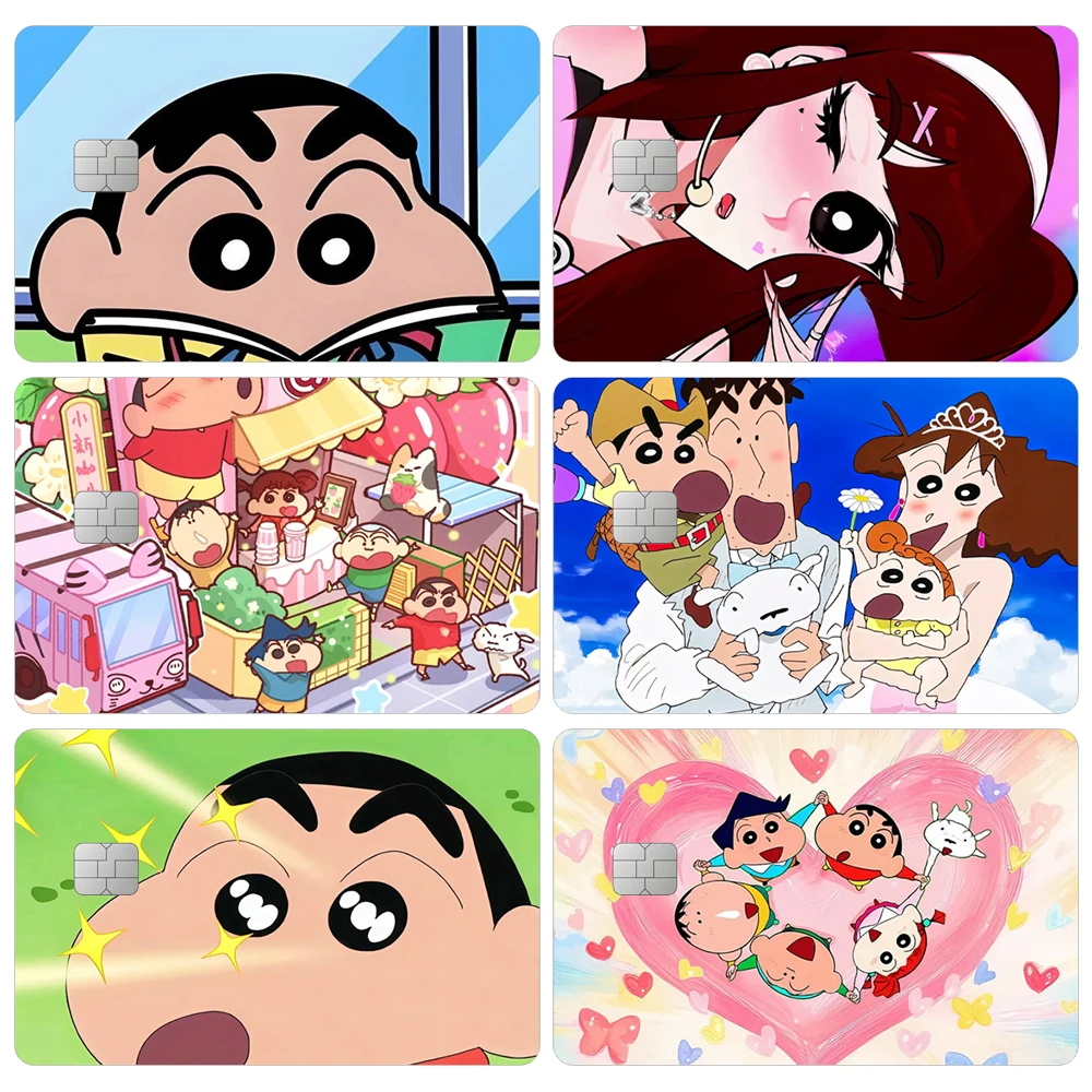 Crayon Shin-chan Card Sticker Cartoon Student Patch Decals Anime Learn Supplies Exquisite ID Documents Bus Subway Paster Gift