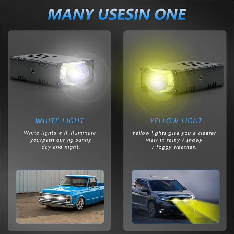 CYL-S7 LED Car Grille Light Spotlight 2 PCS, 25W 6500LM Ultra-Thin Dual Color Lens Waterproof Design For Truck SUV Off-Road