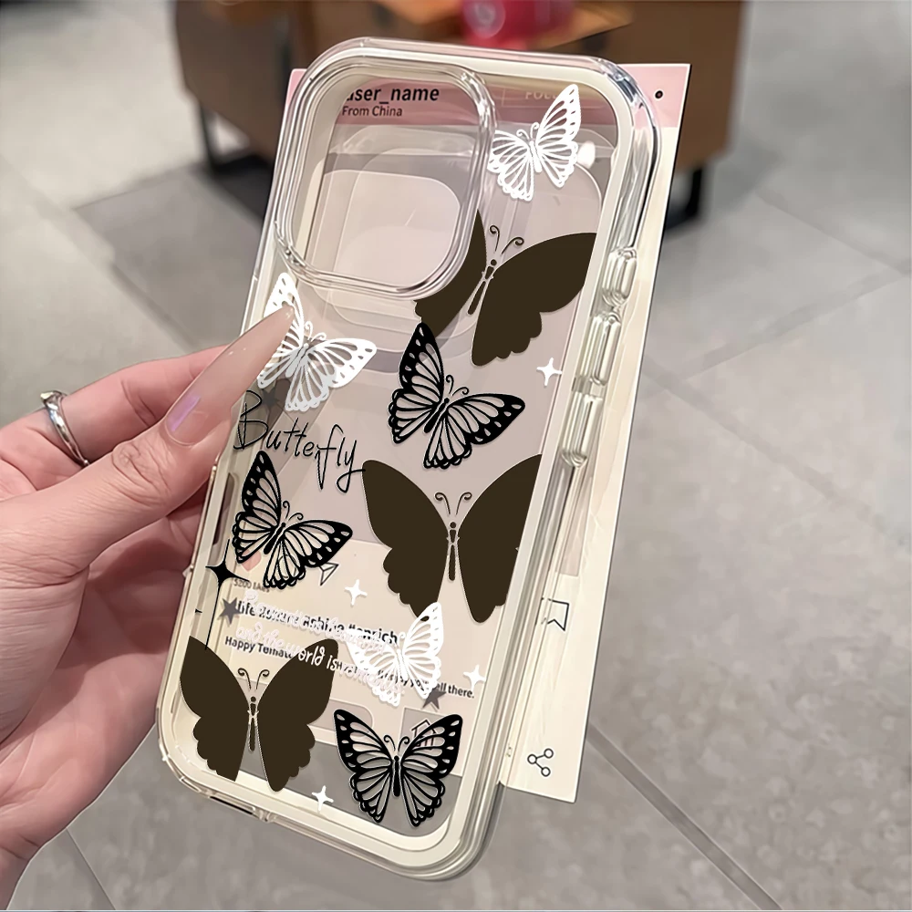 Dreifarbiges, schönes Schmetterlings-Transparent-Handycase für iPhone 16 14 15 Plus 13 14 15 17 16 12 Pro Max Air, durchsichtige weiche Hülle – Detail 5