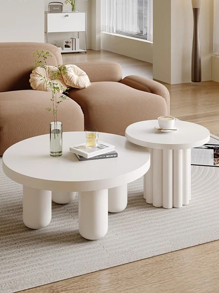 Cream Style round Tea Table Combination Simple Small Apartment Home Living Room Creative Quiet Style B & B Small Tea Table