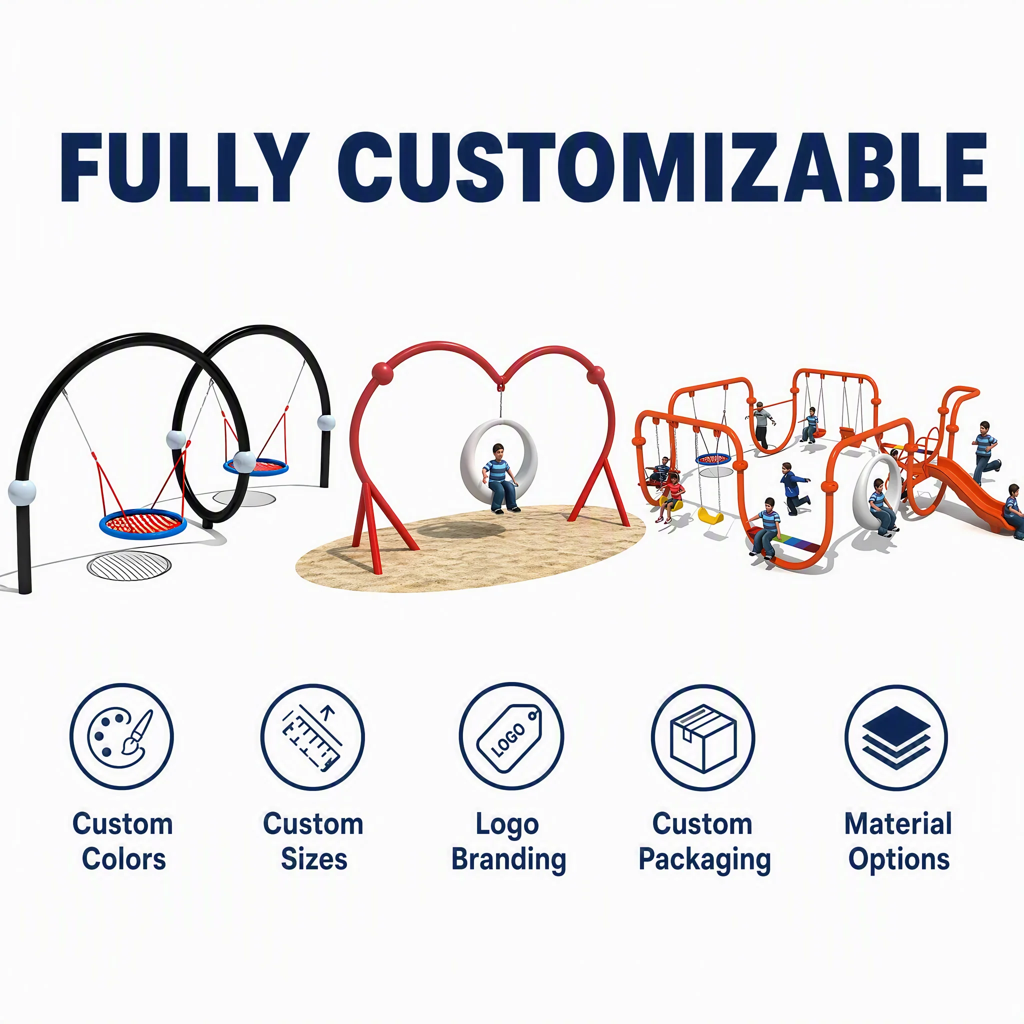 SageDelightRides Customized Outdoor Playground Equipment Swing Set Kids LLDPE Steel School Park Wholesale