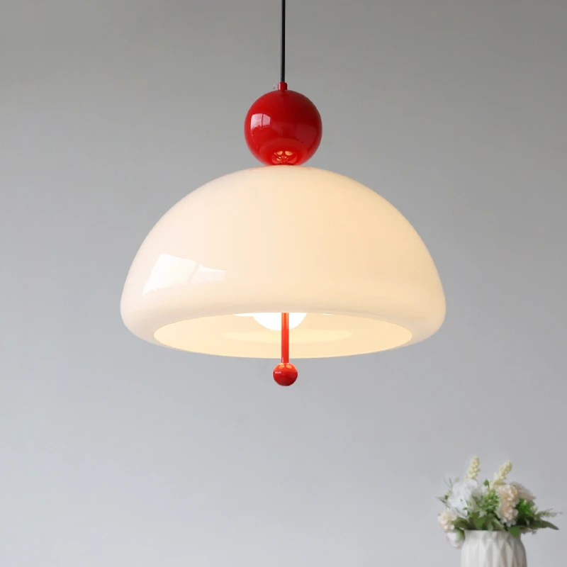 

Bauhaus chandelier Medieval Retro Pendant Light for Living Room Bedroom Tea Room Study Bar Colorful Cream Glass Pendant Lamp