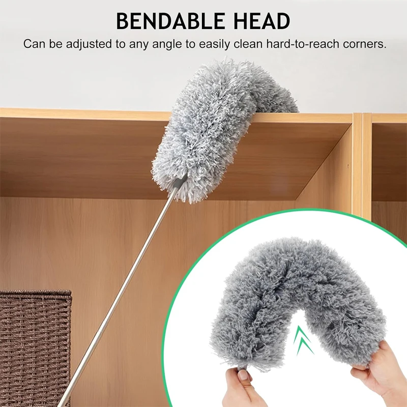 Extra-Long Dusters with Extension Pole 100-inch for Cleaning Bendable Microfiber Head Washable Ceiling Fan Cleaner Duster