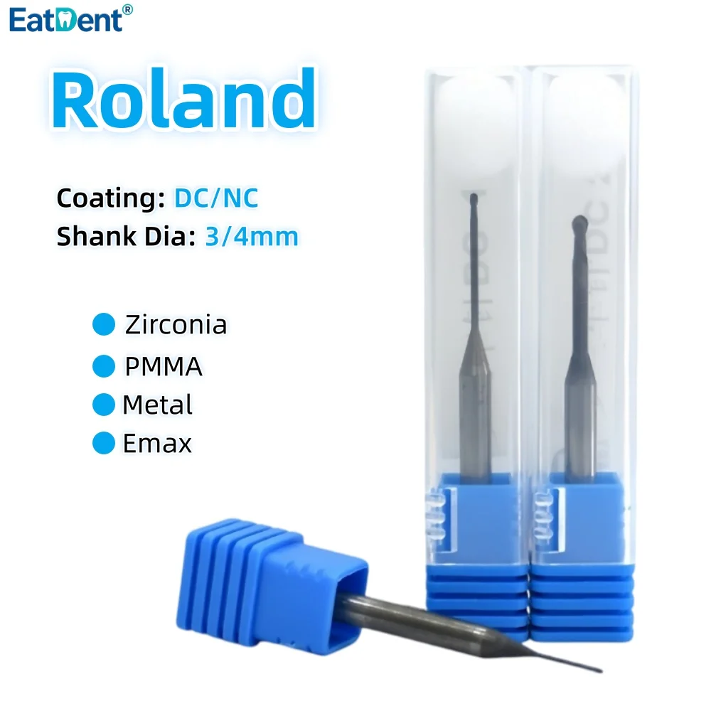 Roland Dental Milling Burs for Zirconia Lithium Disilicate/Emax Metal PMMA D4/D3 DC Coating Dental Cutting Tool CAD/CAM System