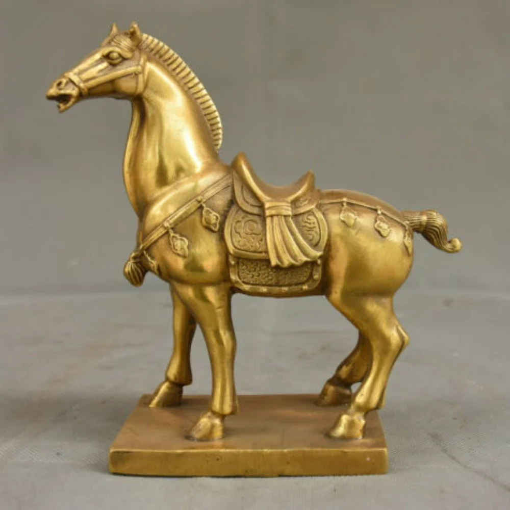 Chinese Brass Fengshui 12 Zodiac Year Horse Tang Horse auspicious Animal Statue