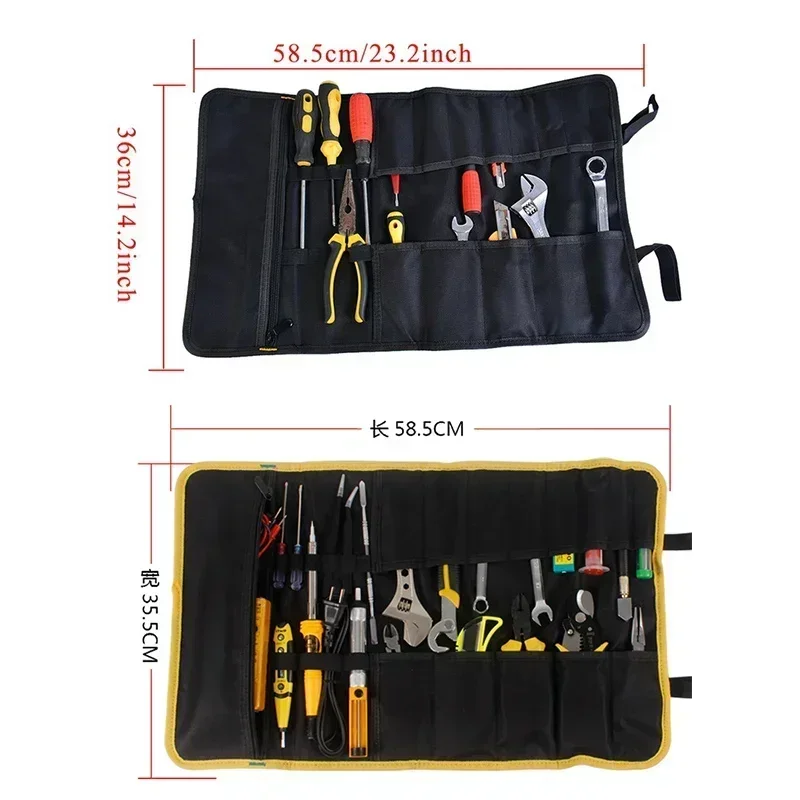 2024 High Quality Oxford Canvas Folding Wrench Bag Pocket Tools Waterproof Storage Hand Roller Tool Bags Tool Roll Storage