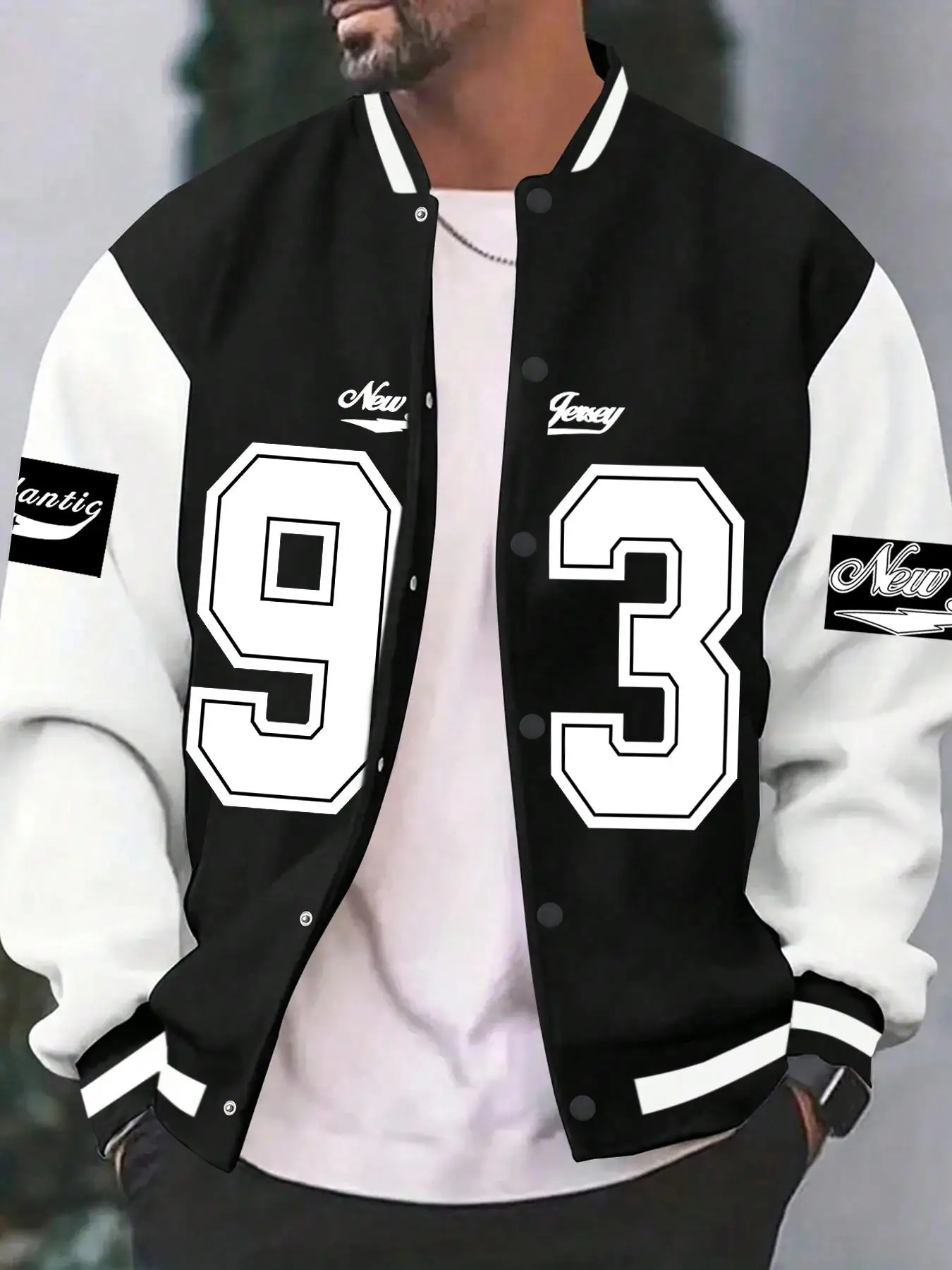 

93 Digit Printed Baseball Jacket Streetwear American Retro Style Coat for Autumn Winter Spring Soft Warm Fabric Five Sizes