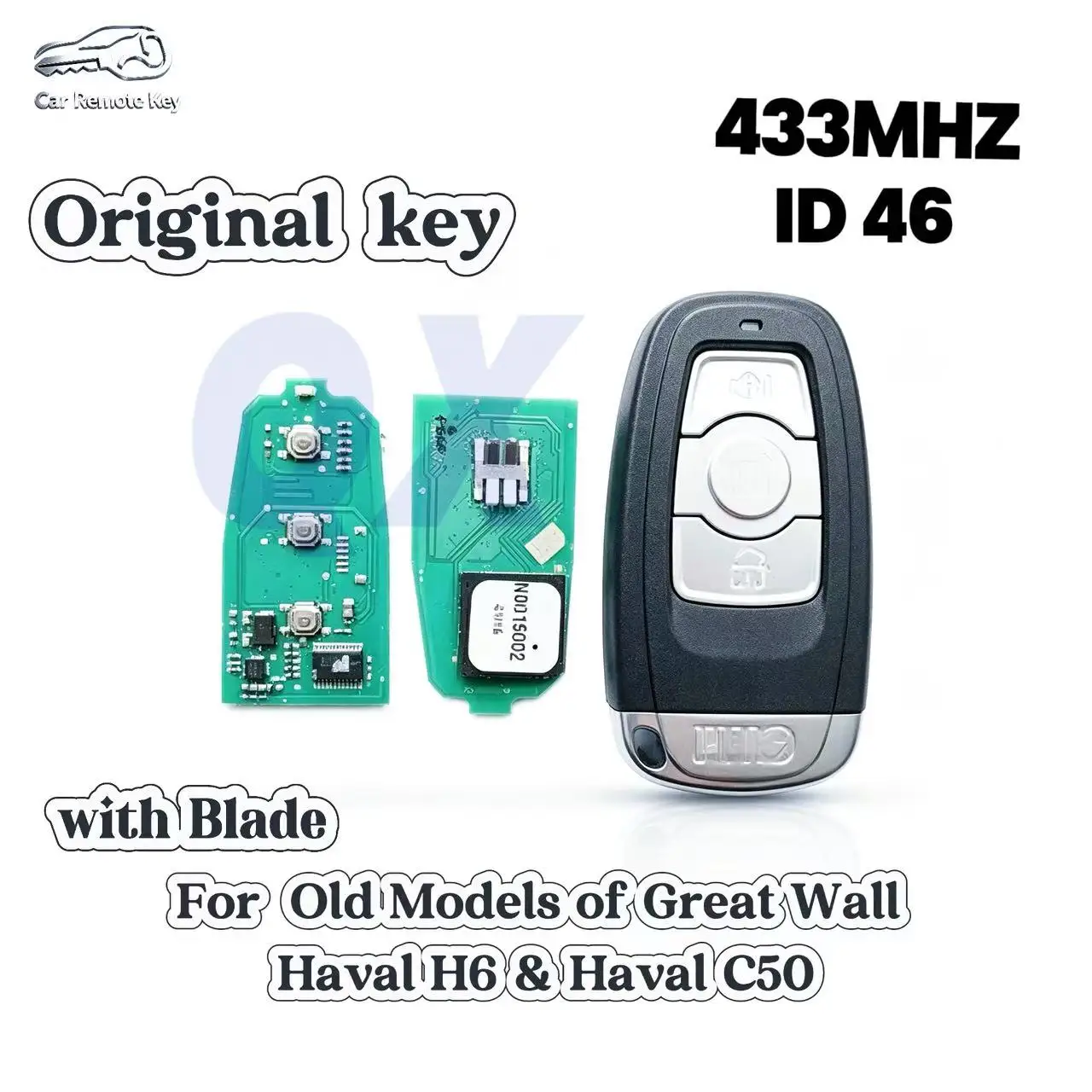 Original Smart Remote Key with ID46 Chip & Mechanical Key, Compatible with Old Models of Great Wall Haval H6 & Haval C50