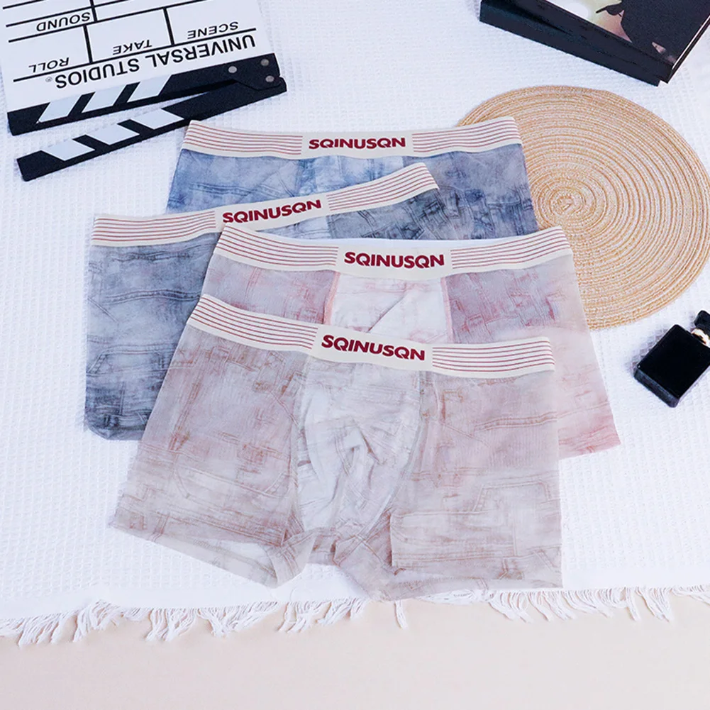 

Men Retro Printed Boxer Shorts Breathable Mesh Boxer Shorts Comfortable Fit Elastic Waistband Lightweight Fabric