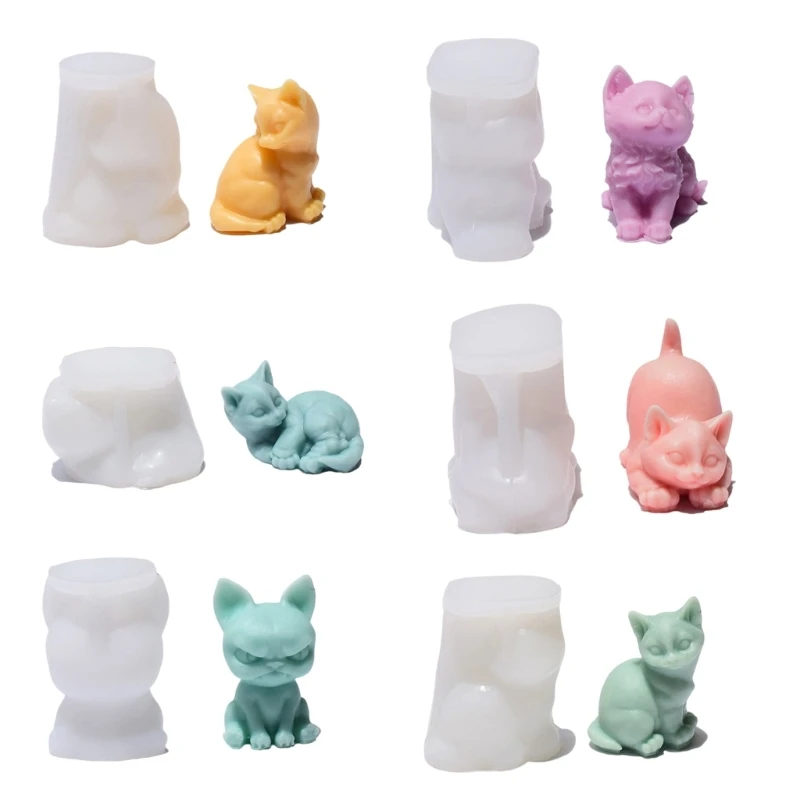 Pack of 6 Making Molds Cats Soap Molds Silicone Crafting Molds Figurine Molds Ornament Moulds for Drop Shipping