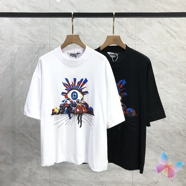 Real Photos Cotton HOUSE OF ERRORS T-shirts Summer Oversized Men Women Top Graffiti Eyes Print Round Neck Short Sleeve